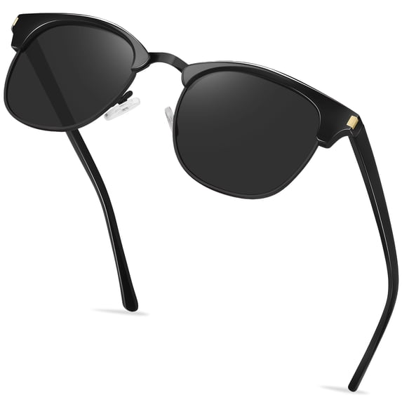 KANASTAL Polarized Sunglasses for Women Men Demi-rimmless Frame Square Black Sun Glasses For Driving Traveling Shopping