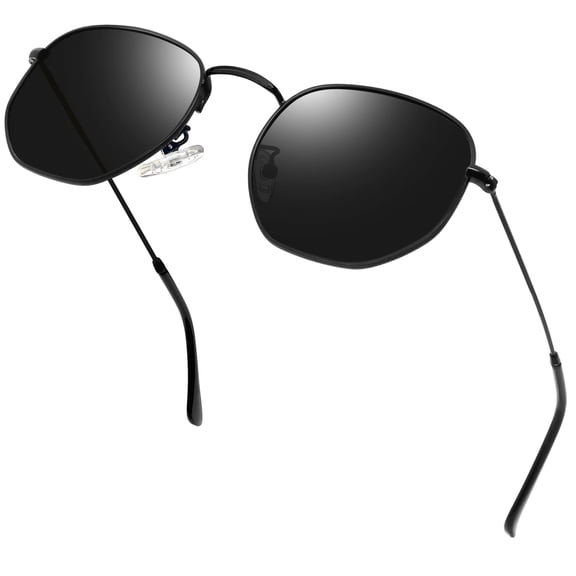 KANASTAL Polarized Sunglasses for Women Men Hexagon Polygon Square Sun Glasses UV400 Protection Metal Black Frame