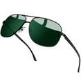 thumbnail image 1 of KANASTAL Poalrized Sunglasses for Men Women Classic Military Shades Metal Pilot Sun Glasses Rectangle UV400 for Costume Driving Running Fishing Vacation Travel Black Frame Green Lens, 1 of 7