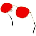 thumbnail image 1 of KANASTAL Red Sunglasses for Women Polarized Square Sun Glasses Men UV400 Metal Polygon Festival Vintage (Gold Frame Red Lens), 1 of 6