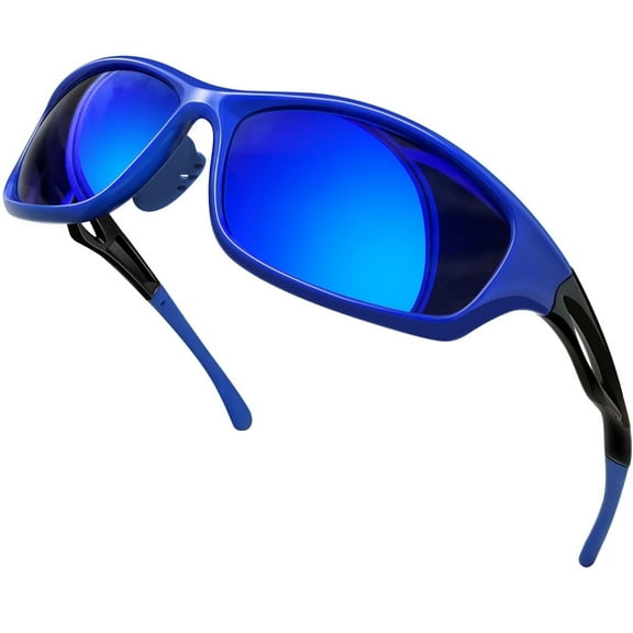 KANASTAL Sport Sunglasses for Men Women Wrap Around Polarized Sun Glasses with UV400 Protection for Driving Fishing Hiking(Blue)