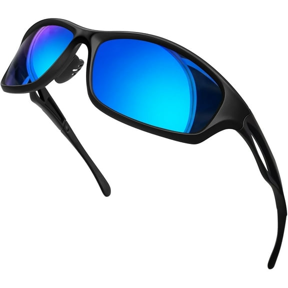 KANASTAL Sport Sunglasses for Men Women Wrap Around Polarized Sun Glasses with UV400 Protection for Driving Fishing Hiking(Blue)