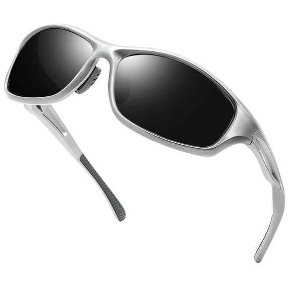 KANASTAL Sport Sunglasses for Men Women Wrap Around Polarized Sun Glasses with UV400 Protection for Driving Fishing Hiking(Grey)