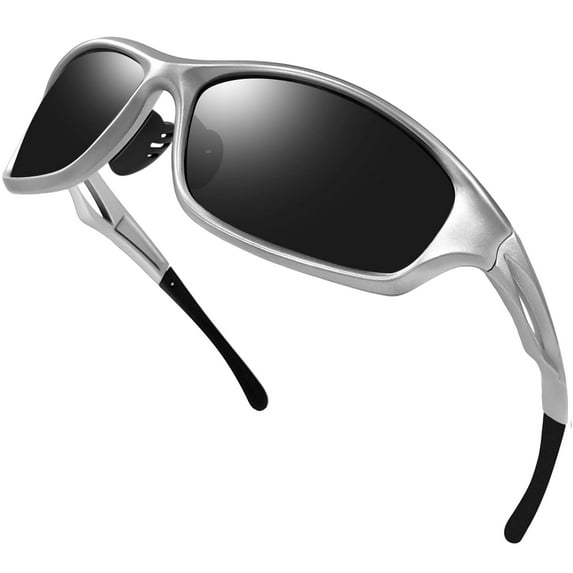 KANASTAL Sport Sunglasses for Men Women Wrap Around Polarized Sun Glasses with UV400 Protection for Driving Fishing Hiking(Grey)