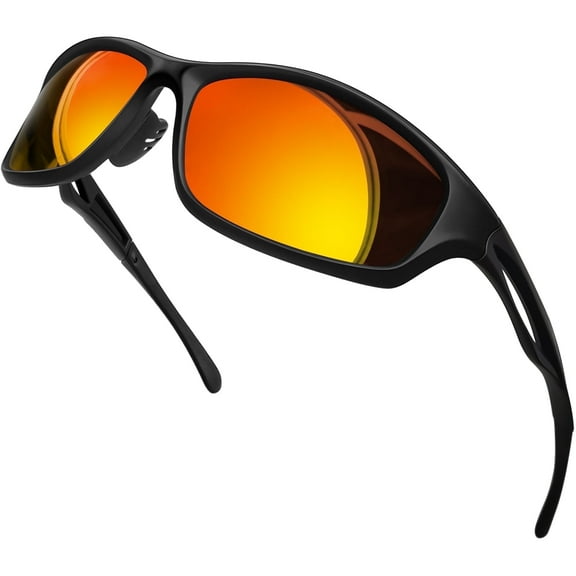 KANASTAL Sport Sunglasses for Men Women Wrap Around Polarized Sun Glasses with UV400 Protection for Driving Fishing Hiking(Red)