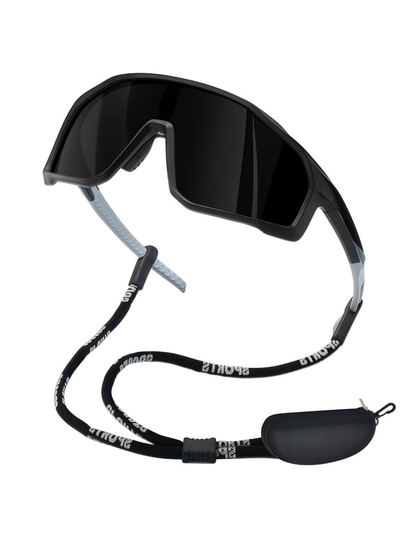 Sports Sunglasses Men Polarized Black Sun Glasses Women Wrap Around UV400 Protection Shades Ski Climbing Hiking Cycling Sailing Running