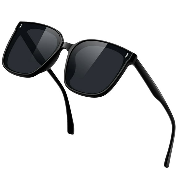 KANASTAL Square Polarized Sunglasses for Women Men Vintage UV Protection Driving Sun Glasses Driving Fishing Travel Black