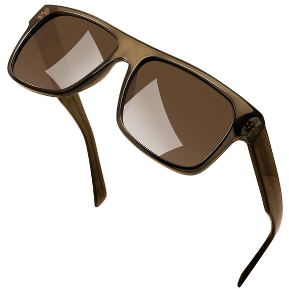 KANASTAL Sunglasses for Women Men Polarized, Acetate Temple Transparent Top Flat UV400 Protection Driving Fishing Summer Beach Vacation Brown Sun Glasses