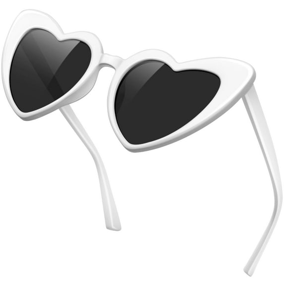KANASTAL White Heart Shaped Sunglasses for Women, Retro Love Sun Glasses UV400 Protection Sunnies for Party Wedding Valentine's Day