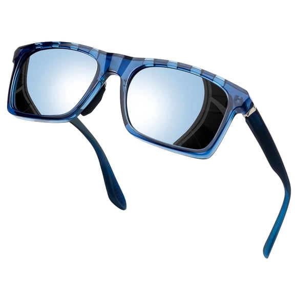 KANASTAL Sunglasses for Men WomenPolarized - Vintage UV400 Protection, Lightweight Square Blue TR90 Frame, Anti-Slip Nose Pads Silver