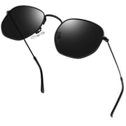 KANASTAL Polarized Sunglasses for Women Men Hexagon Polygon Square Sun Glasses UV400 Protection Metal Black Frame