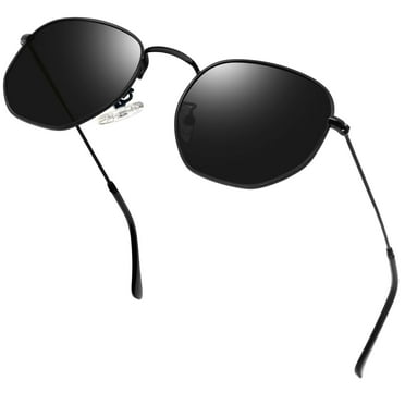 KANASTAL Vintage Round Sunglasses for Women, Retro Trendy Polarized Sun Glasses UV400 Protection, Circle Shades Men Sunnies(Black)