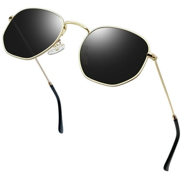 KANASTAL Vintage Round Sunglasses for Women, Retro Trendy Polarized Sun Glasses UV400 Protection, Circle Shades Men Sunnies(Black)