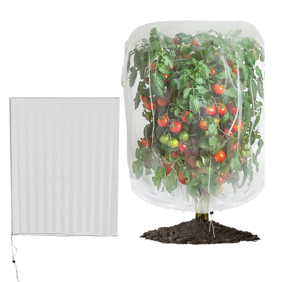 KANCOKIT [1 Pack] Fruits Tree Netting, 2.7 × 3.3 Ft Transparent Mesh Garden Insect Tree Cover with Drawstring for Birds Preventing Deer Squirrel Bug