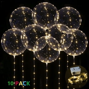 KANCOKIT 10 Pcs LED Bobo Balloons, 20 inches Clear LED Light Up Glow Bubble Balloons with String Lights for Party Birthday Wedding Decoration