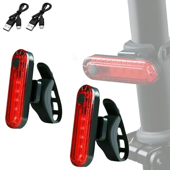 KANCOKIT 2 Pack Bike Tail Light, USB Rechargeable Rear Bike Back Lights, 4 Modes Cycling Safety Flashlight