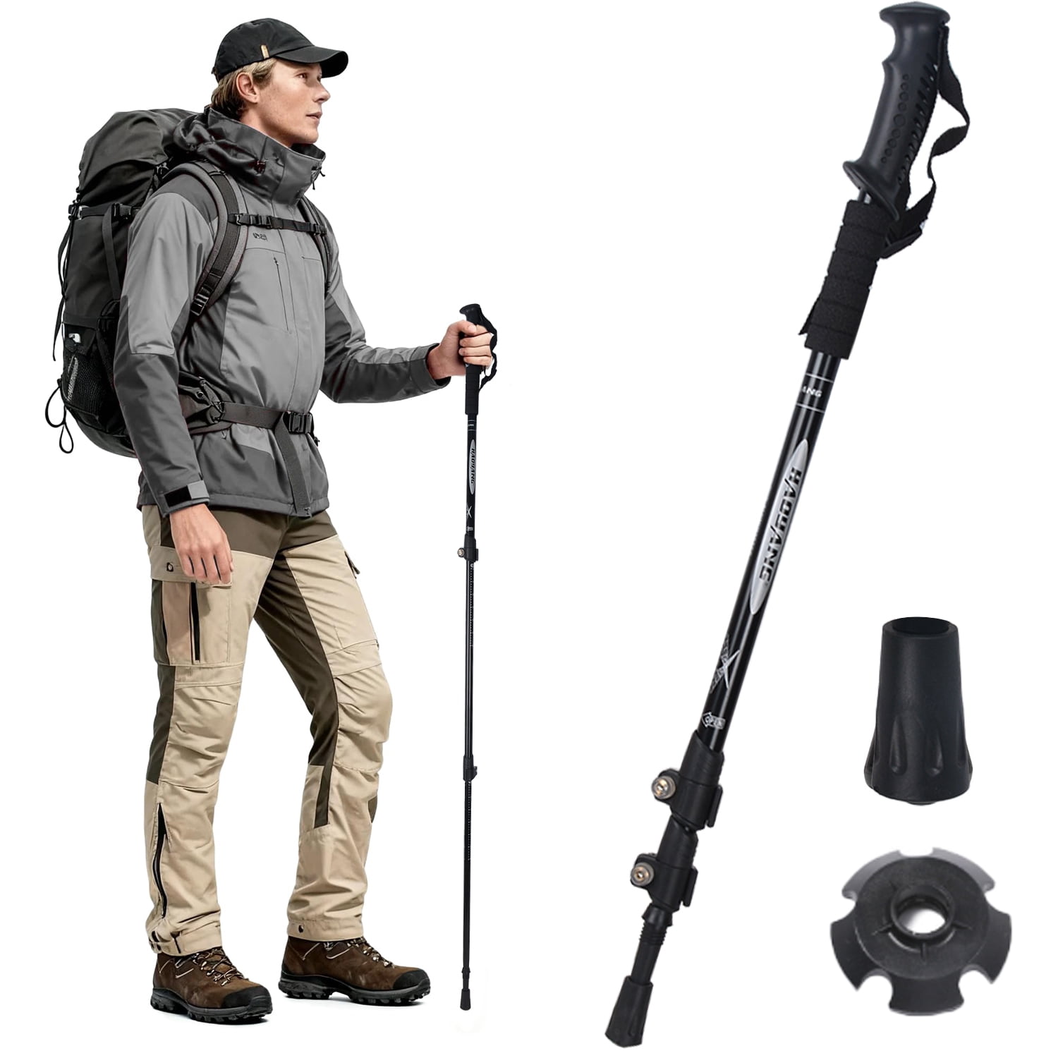 KANCOKIT 2x Collapsible Trekking Hiking Poles, Lightweight Walking Sticks  with Adjustable Quick Locks for Men & Women Backpacking