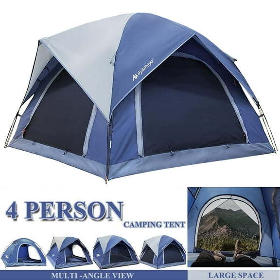 KANCOKIT 3-4 Person Dome Family Tents, Outdoor Waterproof Camping Tent with Rainfly & 2 Doors & 2 Large Mesh Windows for Travelling Backpacking Hiking