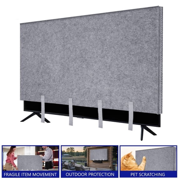 KANCOKIT 60"- 65" TV Cover for Moving, Dust & Anti-Scratch TV Screen Protector Cover with Bottom Strap for Moving, Painting, Renovation, Pet Scratch Prevention & Furniture Protection, Gray