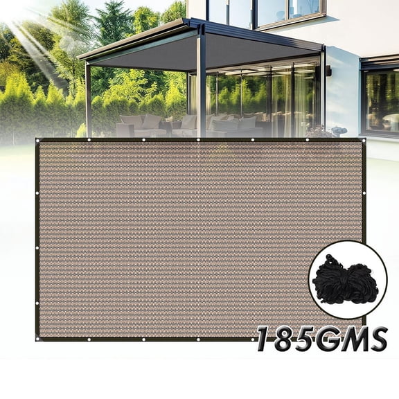 KANCOKIT 90% Sun Shade Cloth with Grommets, 8' x 10' Pergola Replacement Shade Cover Canopy Privacy Screen for Outdoor Patio Garden, Mocha