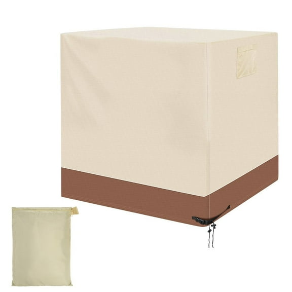 KANCOKIT 34” Air Conditioner Cover for Outside Units, Heavy-duty Waterproof Winter AC Cover Outdoor Protector Square, Beige