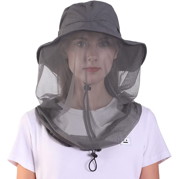 KANCOKIT Anti Mosquito Bug Bee Insect Net Hat Fishing Hidden Mesh Cap Head Face Protector ,Mosquito Net Sun Hat with Neck Face Cover for Men Women