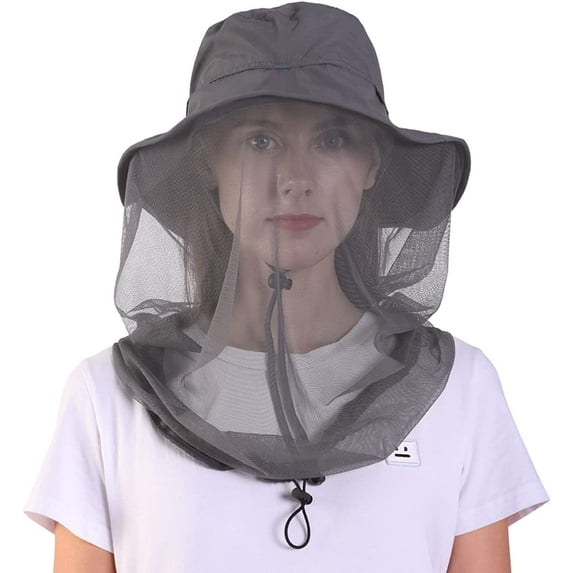 KANCOKIT Anti Mosquito Bug Bee Insect Net Hat Fishing Hidden Mesh Cap Head Face Protector ,Mosquito Net Sun Hat with Neck Face Cover for Men Women