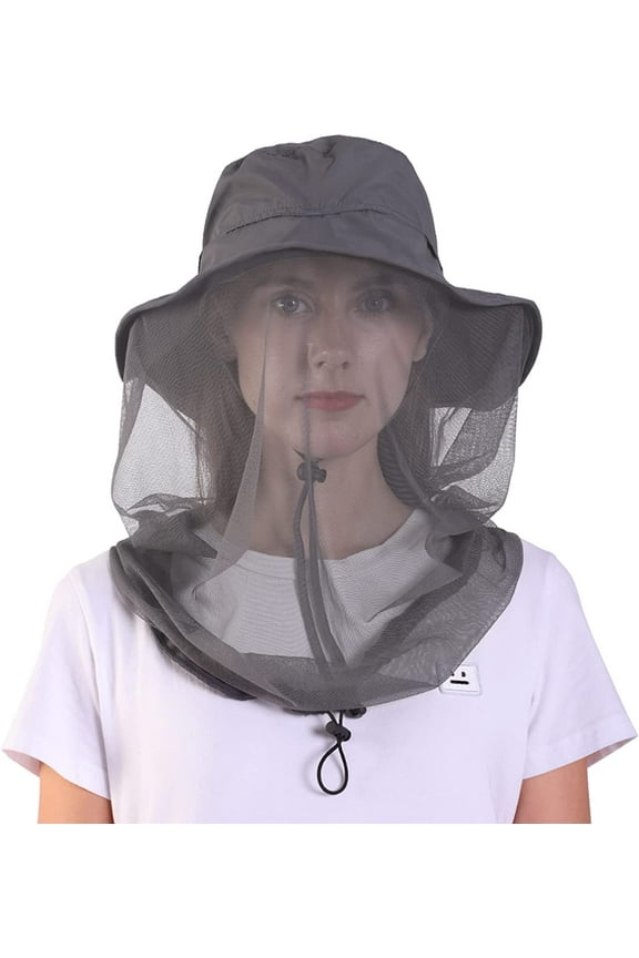 Anti Mosquito Bug Bee Insect Net Hat Fishing Hidden Mesh Cap Head Face Protector ,Mosquito Net Sun Hat with Neck Face Cover for Men Women