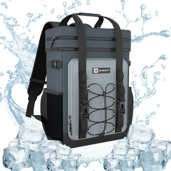 KANCOKIT Backpack Cooler, 40 Cans Leakproof Cooler Backpack with Padded Top Handle, Large Waterproof Insulated Camping Coolers for Beach Picnic Travel Fishing BBQ, Gray