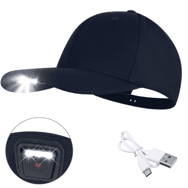KANCOKIT Baseball Cap with Light Built in, USB Rechargeable Adjustable Size LED Baseball Hats for Outdoor Fishing Night Running, Blue