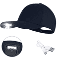 thumbnail image 1 of KANCOKIT Baseball Cap with Light Built in, USB Rechargeable Adjustable Size LED Baseball Hats for Outdoor Fishing Night Running, Blue, 1 of 7