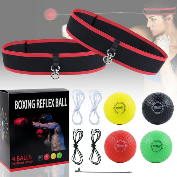 KANCOKIT Boxing Reflex Ball for Kids and Adults, 4 Levels Boxing Ball with Headbands, Boxing Equipment for Reaction Punching Speed Fight Skil