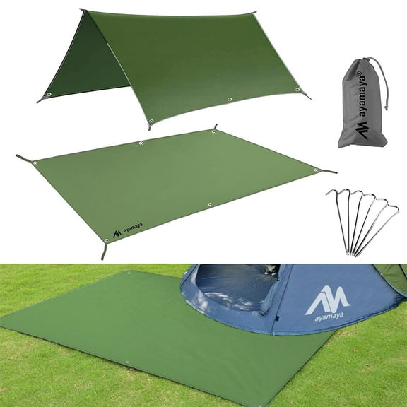 KANCOKIT Camping Tent Tarp, PU Waterproof Tent Footprint, Large Size Beach Picnic Blanket Mat for Outdoor Camping Park Lawn - 6x7FT