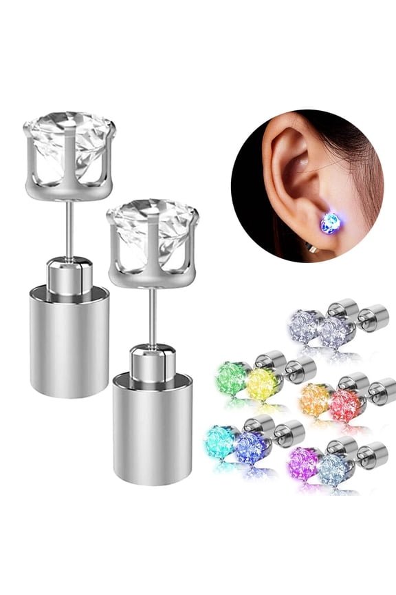 Changing Color LED Earrings, Shiny Light up LED Earring Studs Unisex for Party Halloween Christmas (3 Pairs)