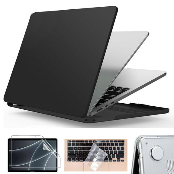 KANCOKIT Compatible with MacBook Air 13.6 inch Case 2025 2024 2023 2022 A3240 M4 A3113 M3 A2681 M2, Hard Shell Laptop Case+Screen Protector+Keyboard Cover for MacBook Air 13.6'', Black