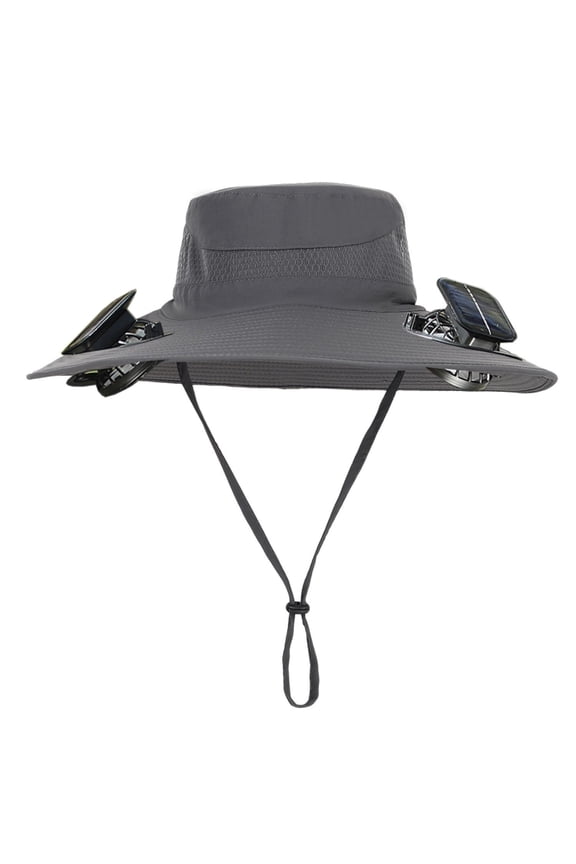 Fan Hat, 3 Speed Sun Hat with Fan, Waterproof Breathable Solar Powered Fan Hat UPF 50+ for Men and Women, Gray