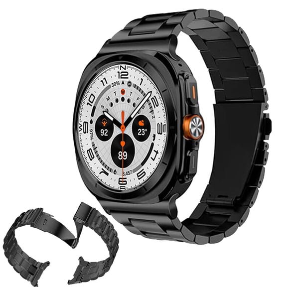 KANCOKIT For Galaxy Watch Ultra Bands 47mm, No Gap Business Metal Stainless Steel Wristband Replacement Strap for Men Women, Black