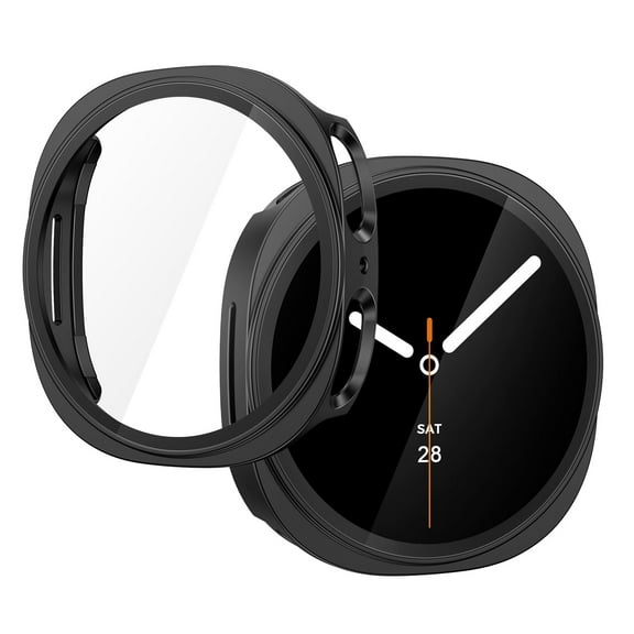 KANCOKIT For Samsung Galaxy Watch 8 40mm Case, Hard PC Bumper + HD Tempered Glass Screen Protector for Galaxy Watch 8, Black