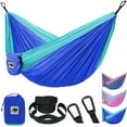 thumbnail image 1 of KANCOKIT Kids Camping Hammock, Ultralight Kids Camping Gear with Tree Strap & Carabiners, Sling Swing Hammock for Indoor/Outdoor Use, Gifts for Children Girls Boys, Blue, 1 of 6