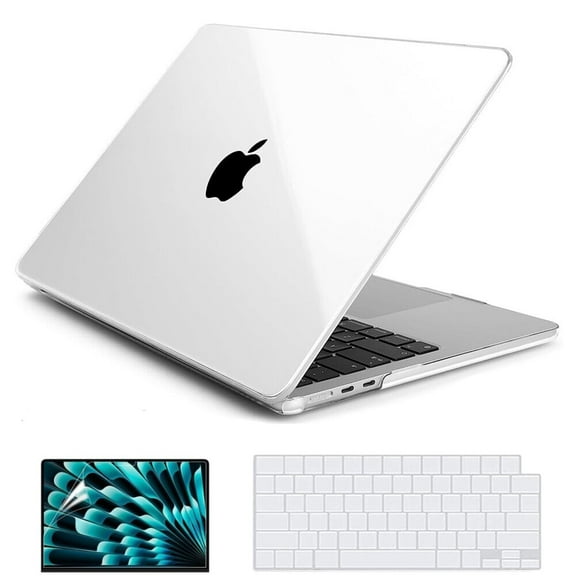 KANCOKIT for MacBook Air 15 inch Case, M4 A3241/M3 A3114/M2 A2941 (Released 2025 to 2023), Plastic Hard Snap on Shell Case & Keyboard Cover & Screen Protector, Clear