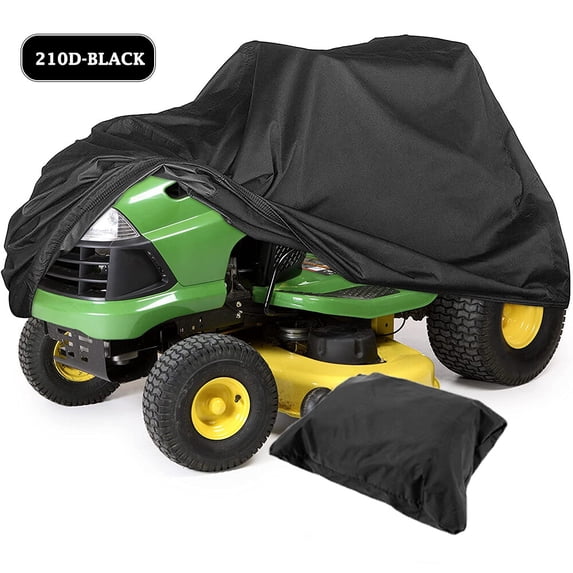 KANCOKIT Outdoor Riding Lawn Mower Cover, Heavy Duty Waterproof Riding Lawn Tractor Cover Universal Fit Decks up to 54" with Elastic Cord & Storage Bag, Black