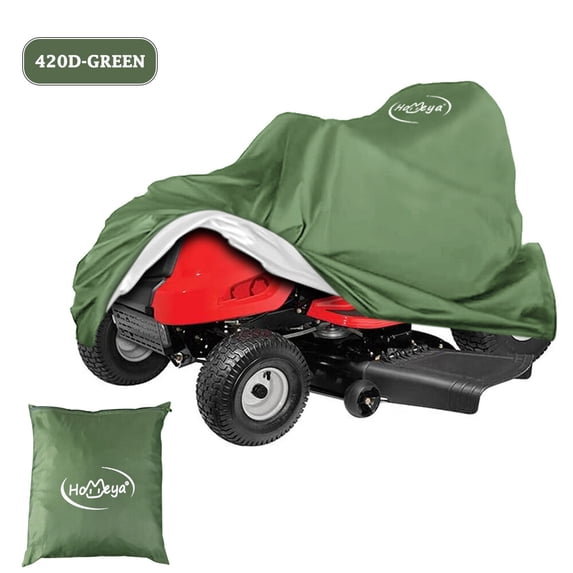 KANCOKIT Outdoor Riding Lawn Mower Cover, Heavy Duty Waterproof Riding Lawn Tractor Cover Universal Fit Decks up to 54" with Elastic Cord & Storage Bag, Green