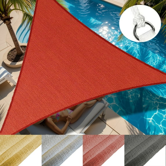 KANCOKIT Outdoor Sun Shade Sail 12' x 12' x 12', Tear Resistant Heavy Duty Sun Shade, Waterproof Triangle Canopy for Patio Garden Backyard Deck Car Port, Rust Red