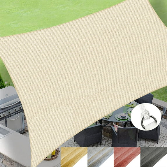 KANCOKIT Outdoor Sun Shade Sail 12' x 16', Tear Resistant Heavy Duty Sun Shade, Waterproof Rectangle Canopy for Patio Garden Backyard Deck Car Port, Cream