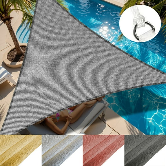 KANCOKIT Outdoor Sun Shade Sail 16' x 16' x 16', Tear Resistant Heavy Duty Sun Shade, Waterproof Triangle Canopy for Patio Garden Backyard Deck Car Port, Grey