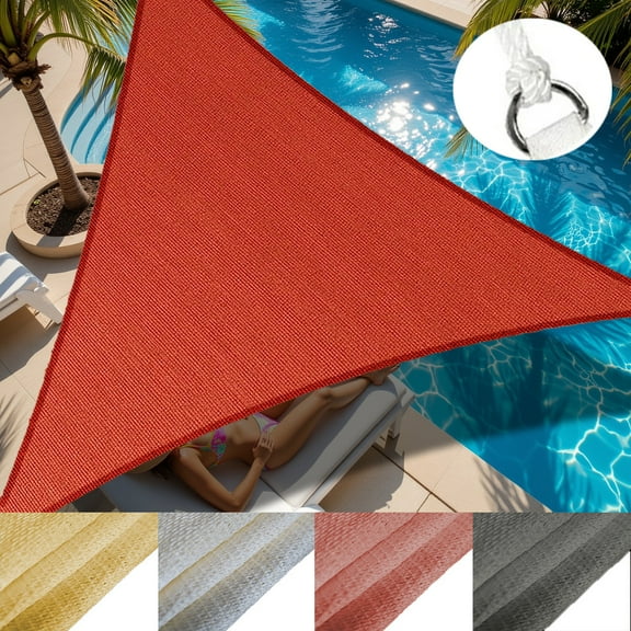 KANCOKIT Outdoor Sun Shade Sail 16' x 16' x 16', Tear Resistant Heavy Duty Sun Shade, Waterproof Triangle Canopy for Patio Garden Backyard Deck Car Port, Rust Red