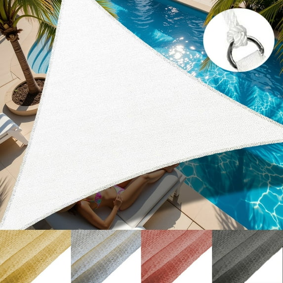 KANCOKIT Outdoor Sun Shade Sail 8' x 8' x 8', Tear Resistant Heavy Duty Sun Shade, Waterproof Triangle Canopy for Patio Garden Backyard Deck Car Port, Cream
