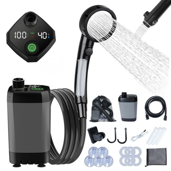 KANCOKIT Portable Camping Shower, Outdoor Shower Pump with 6000mAh Battery, Water Filtration & 4 Modes, Ideal for Beach Travel Backpacking RV Pet Cleaning