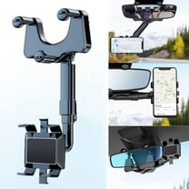 KANCOKIT Rear View Mirror Phone Holder for Car, 360° Rotatable and Retractable Rearview Phone Mount Universal for All Smartphones & Vehicle - 1Pack