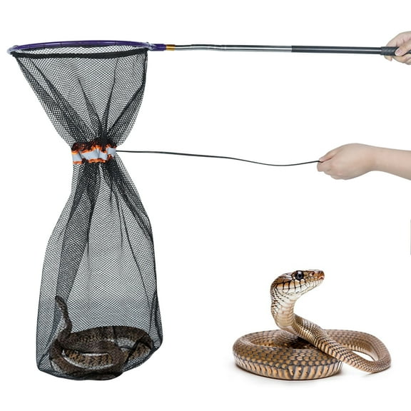 KANCOKIT Snake Catcher Net, Snake Grabber Tool with 16"-59" Handle and 12" Net Opening for Safe Transporting and Capturing All Kinds of Snakes